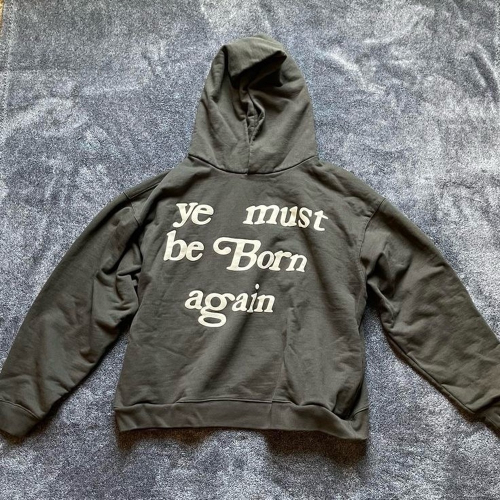Grey Yeezy “ye must be born again” hoodie